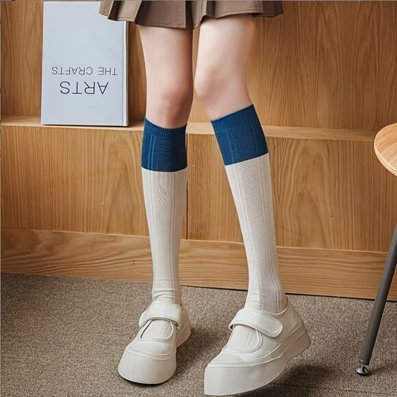 Women's Blue Striped Knee-High Socks 3 Pair Pack Fairy Maiden NEW - Picture 5 of 11